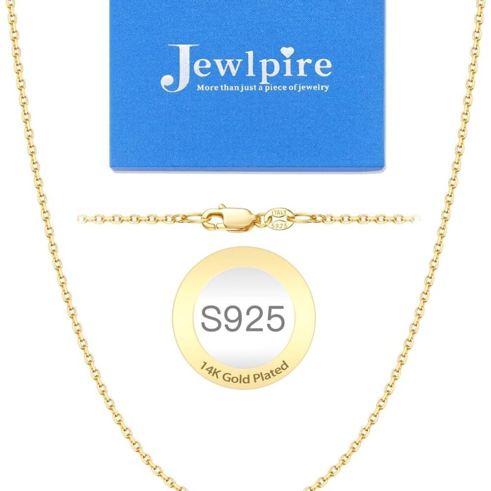 Sterling Silver Chain Necklace Gold Plated 18 Inch Womens Jewelry Durable